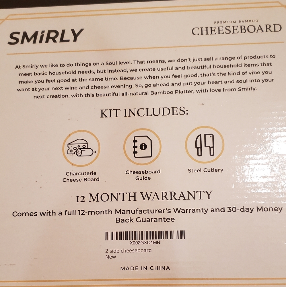 Smirly charcuterie bamboo cheeseboard serving tray set - Picture 2 of 5